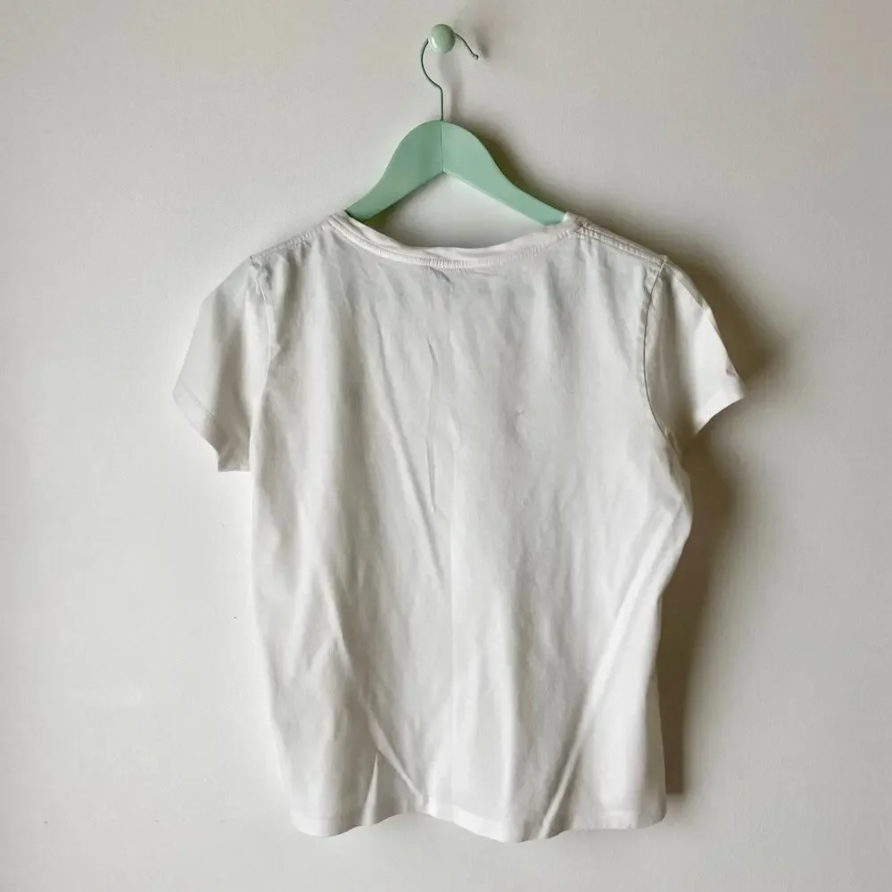 Ralph Lauren White V-Neck Tee Size Large